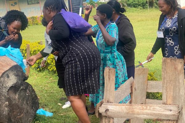 Teachers doing the Water from the Rock skit