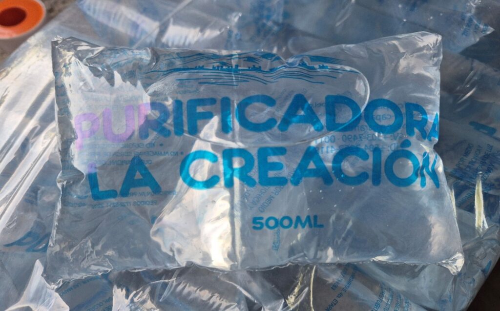 An example of what a 500 ml bag of water looks like