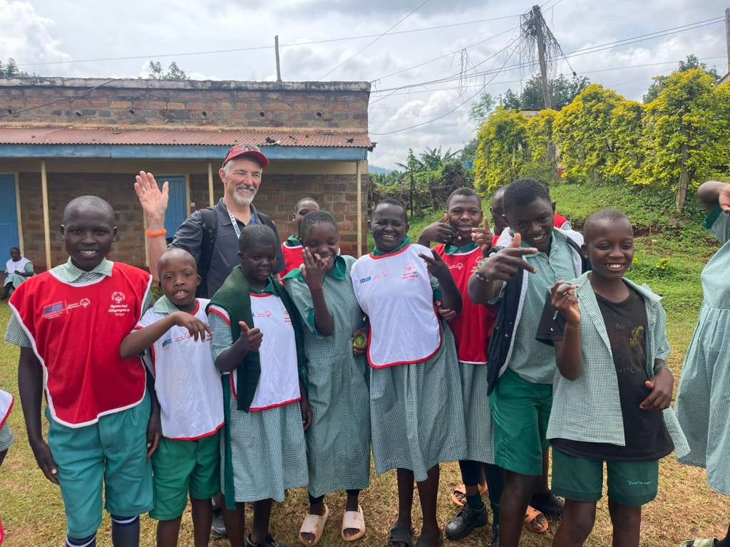 Jerry with students at Ndiwa